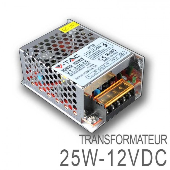 Transformateur LED 25W 12 Volts DC IP20