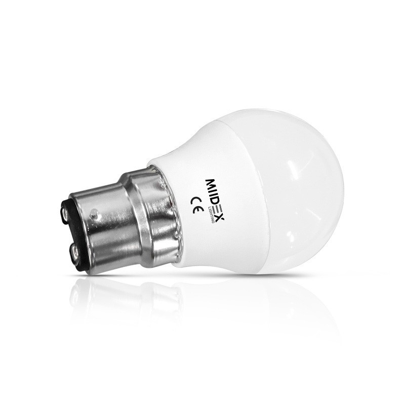 Ampoule LED P45 avec culot standard B22, et conso. de 5,3W