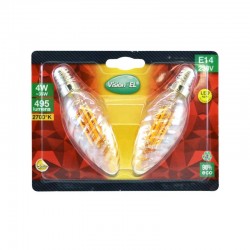 Lot de 2 ampoules LED E14 4W COB Filament Flamme Torsadée Golden