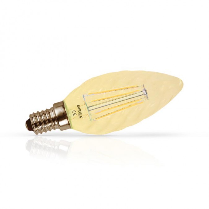 Ampoule LED E14 1W COB Filament Flamme Torsadée Golden