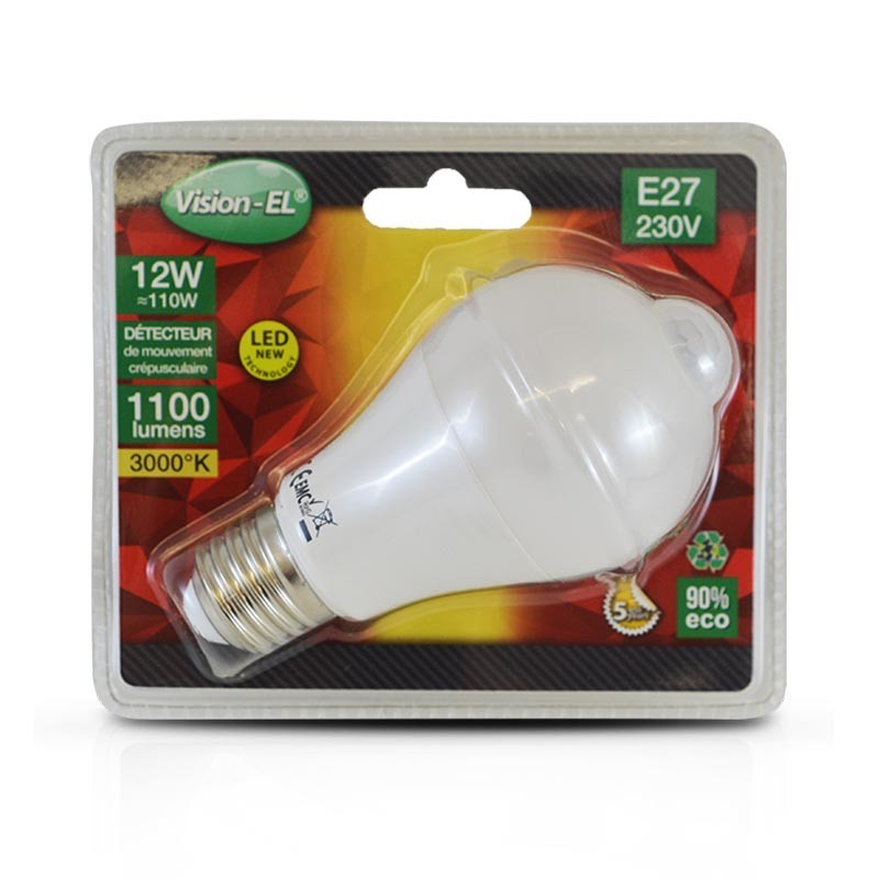 Ampoule LED E27 12W Bulb + Détecte.  Boutique Officielle Miidex Lighting®