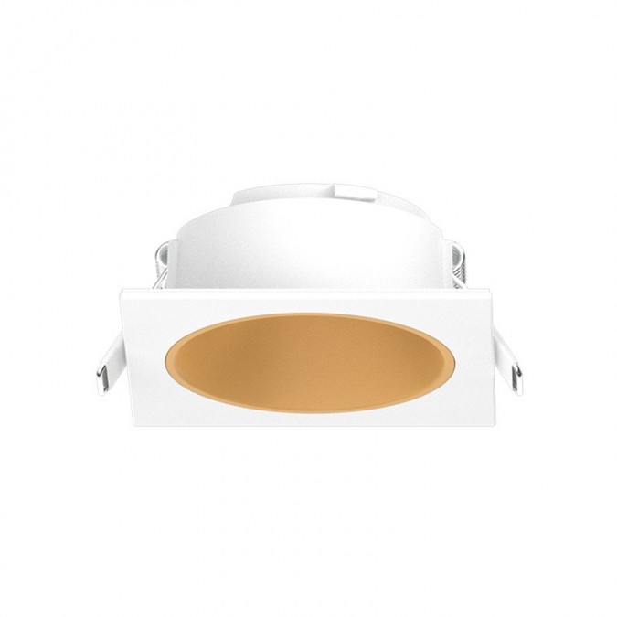 Collerette carrée/rond basse luminance pour spot LED ECLAT II - Blanc/doré
