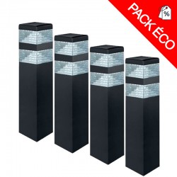 Pack de 4 bornes Pyramide Inox 32 LED SMD 9W Finition Noire 40 cm