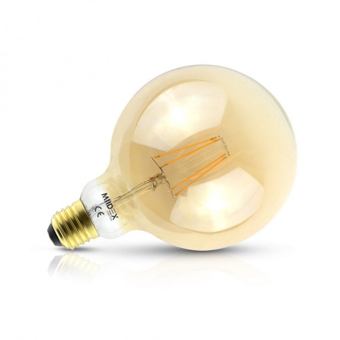 Ampoule LED E27 Globe 8W COB Filament G125 (Dimmable en option)