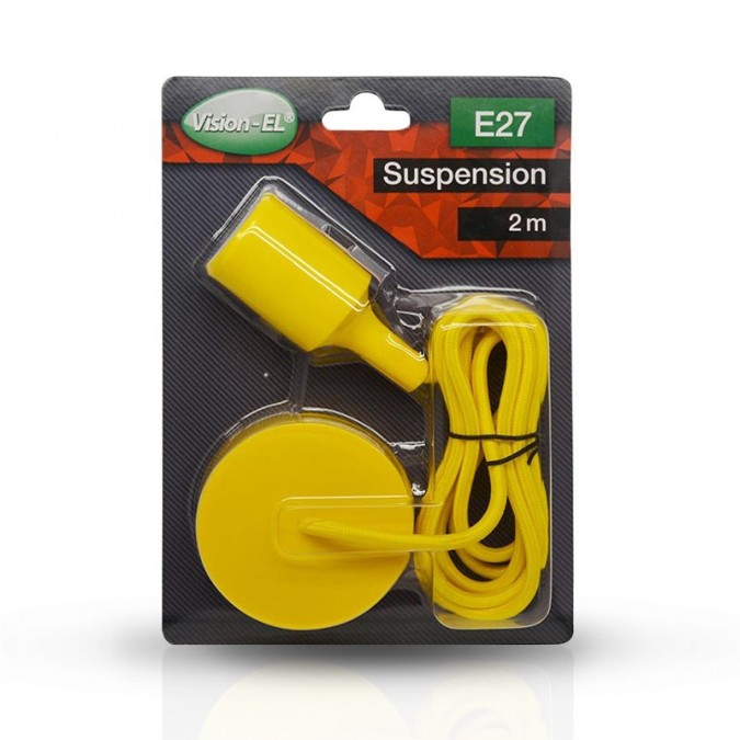 Suspension Douille Silicone E27 - Jaune Câble 2m