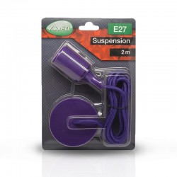 Suspension Douille Silicone E27 - Violet Câble 2m