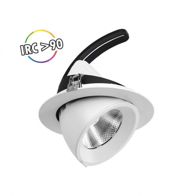 Spot LED Escargot Rond Inclinable et Orientable 20W 4000K IRC90
