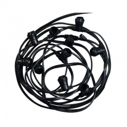 GUIRLANDE FORAINE CABLE PLAT NOIR 10 METRES 10 DOUILLES B22