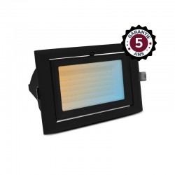 Spot LED Rectangulaire Inclinable Noir avec Alimentation Electronique 32/38W CCT - Garantie 5 ans