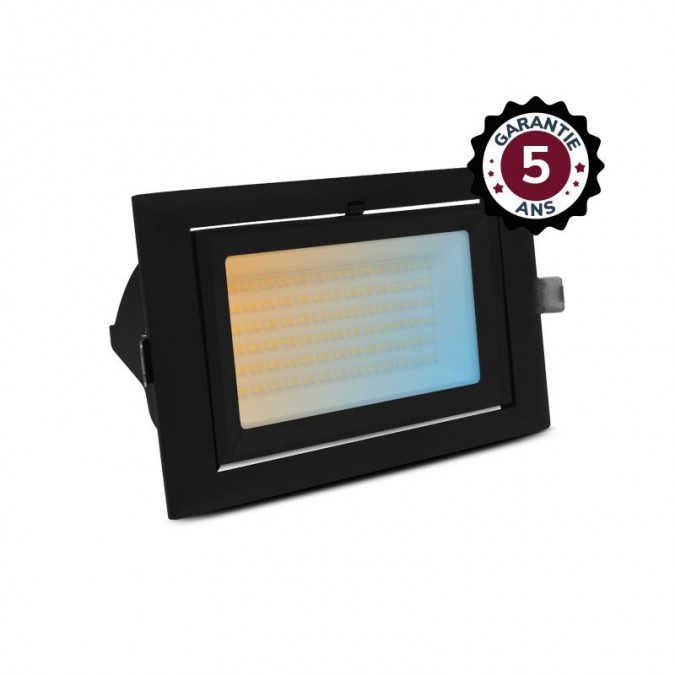 Spot LED Rectangulaire Inclinable Noir avec Alimentation Electronique 32/38W CCT - Garantie 5 ans