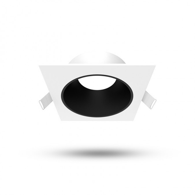 Collerette basse luminance carrée/rond blanc/noir pour spot ÉCLAT II