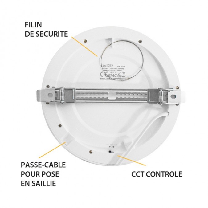Plafonnier LED Blanc Ø220 mm 18W CCT