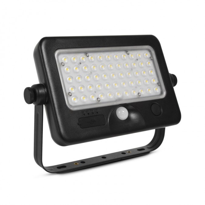 Projecteur LED Solaire avec Détecteur 10W 4000K IP44 Chargeur USB