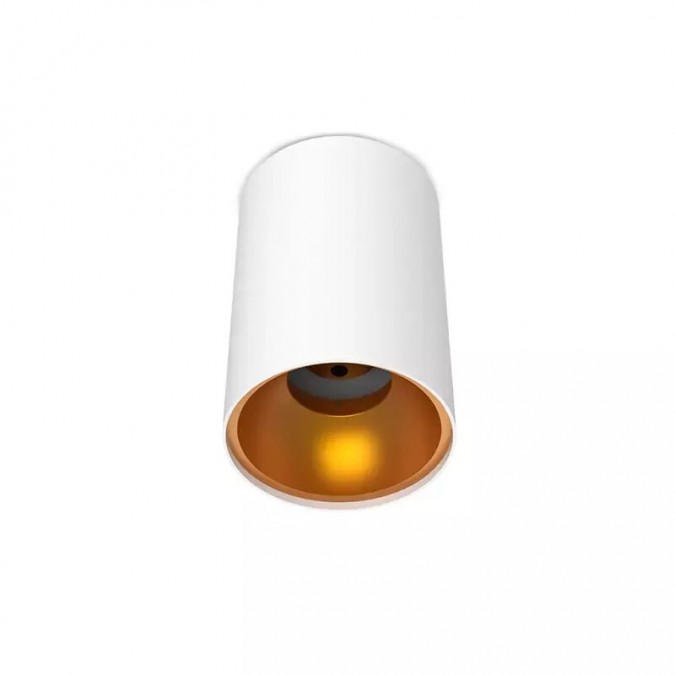 Support de Spot Saillie GU10 (sans ampoule) Cylindre Blanc / Doré