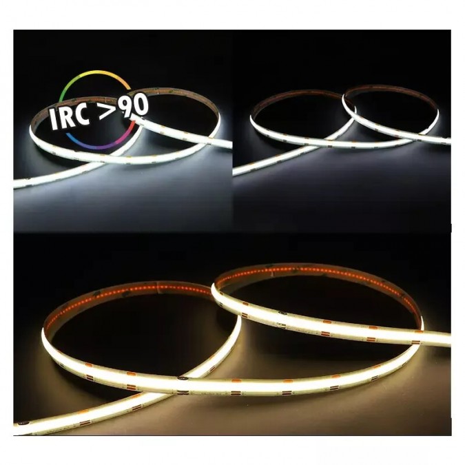 Kit tout-en-un Bandeau LED COB Dimmable CCT 5 m 608 LED/m 93w IP20 - 24V