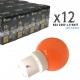 Lot de 12 ampoules LED B22 1W Oranges Incassables (équivalence 15W) pour Guirlande Extérieure