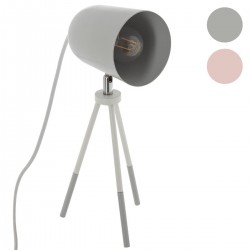 Lampe à poser avec trépied rose et blanc