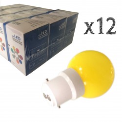 Lot de 12 ampoules LED B22 1W Jaunes Incassables (équivalence 10W) pour Guirlande Extérieure