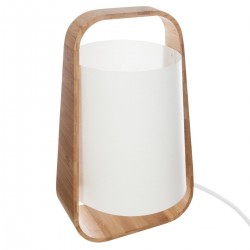 Lampe bambou & abat-jour plastique H35