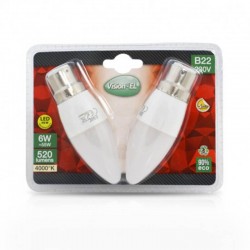 Lot de 2 Ampoules LED B22 6W Flamme