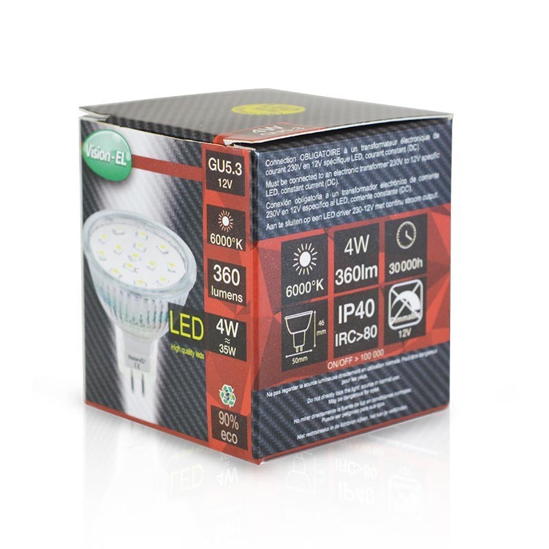 Ampoule LED GU5.3 - 4W SMD Dichroï.  Boutique Officielle Miidex Lighting®