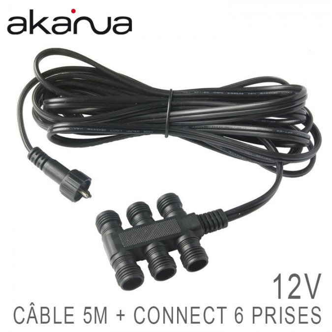 Multiprise 6 départs avec 5m de câble étanche IP67 12V