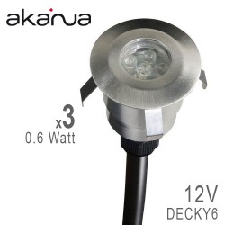 Pack de 3 Mini Spot Blanc 0.6Watts 12V IP68