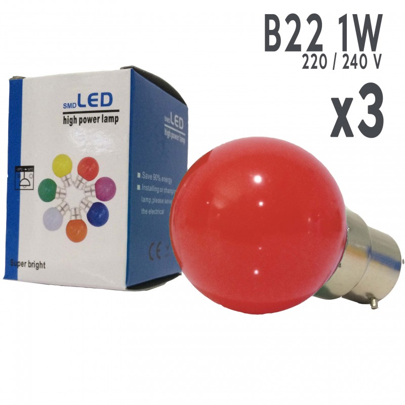 Ampoule led plastique B22 1W Rouge guirlande guinguette qualité  professionnelle
